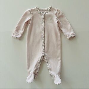 Ralph Lauren 3 Months Baby Girl Pink Footie Floral Trim One Piece